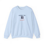 Game to Eleven Crewneck in Light Blue, front view
