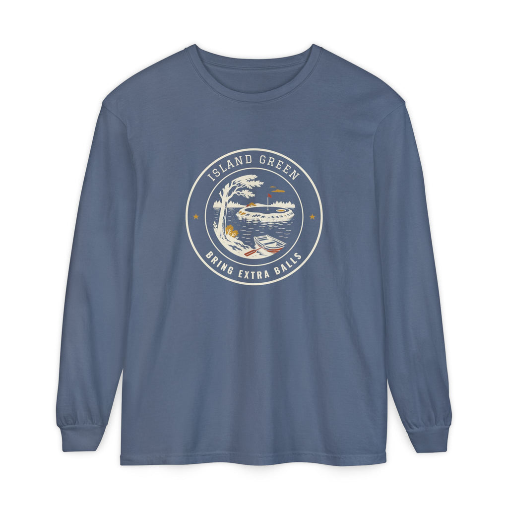 Island Green Long Sleeve Tee in Blue Jean, front view