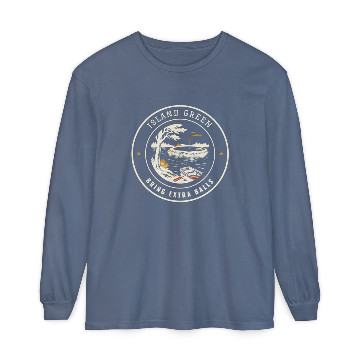 Island Green Long Sleeve Tee in Blue Jean, front view