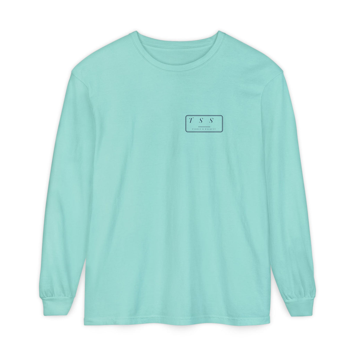 Monogram Shield Long Sleeve Tee in Chalky Mint, front view