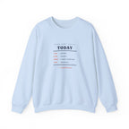 Coffee, Courts, Cocktails Crewneck in Light Blue, front view