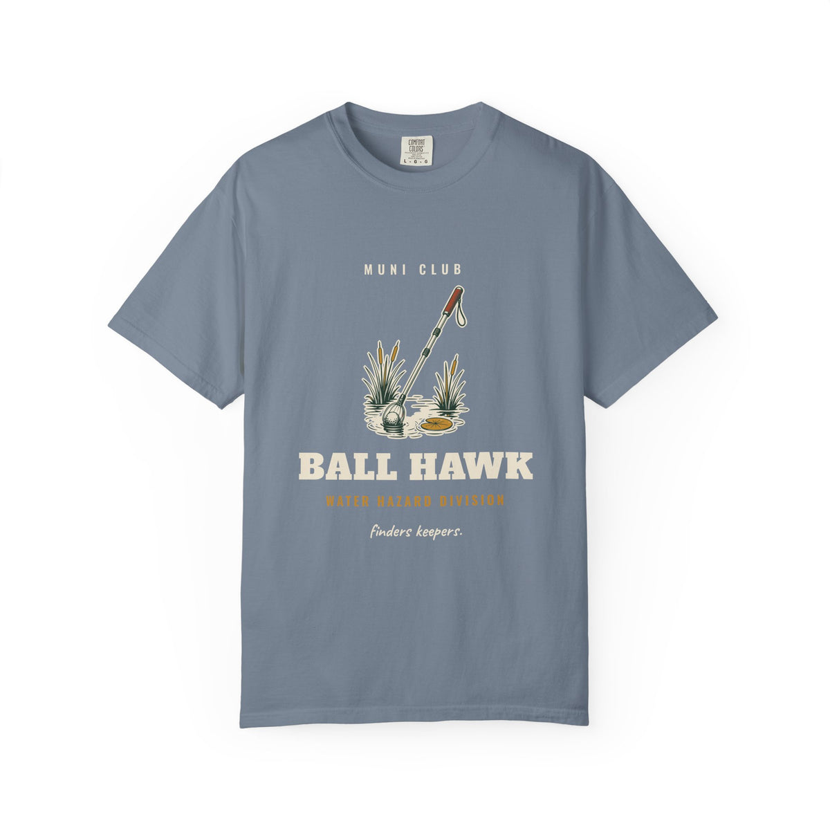 Ball Hawk Tee in Blue Jean, front view
