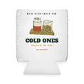 Cold Ones Can Cooler in White, front view