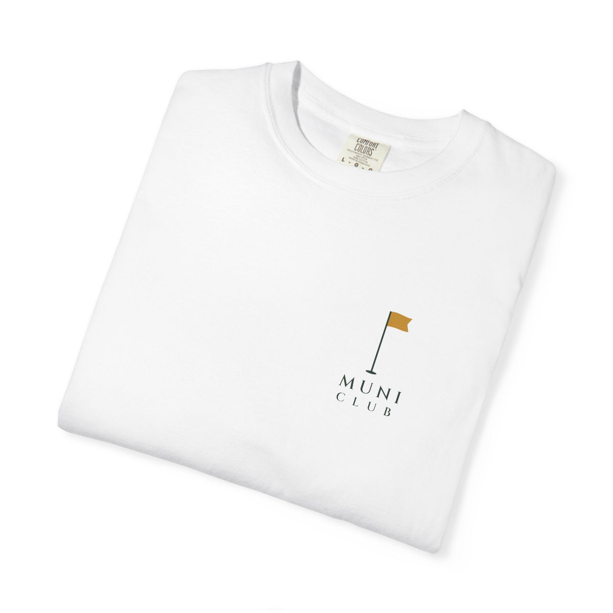 Flag Chest Mark Tee in White, folded