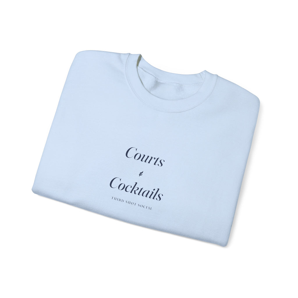 Courts & Cocktails Italic Crewneck in Light Blue, folded