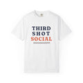 Third Shot Social Stacked Tee in White, front view