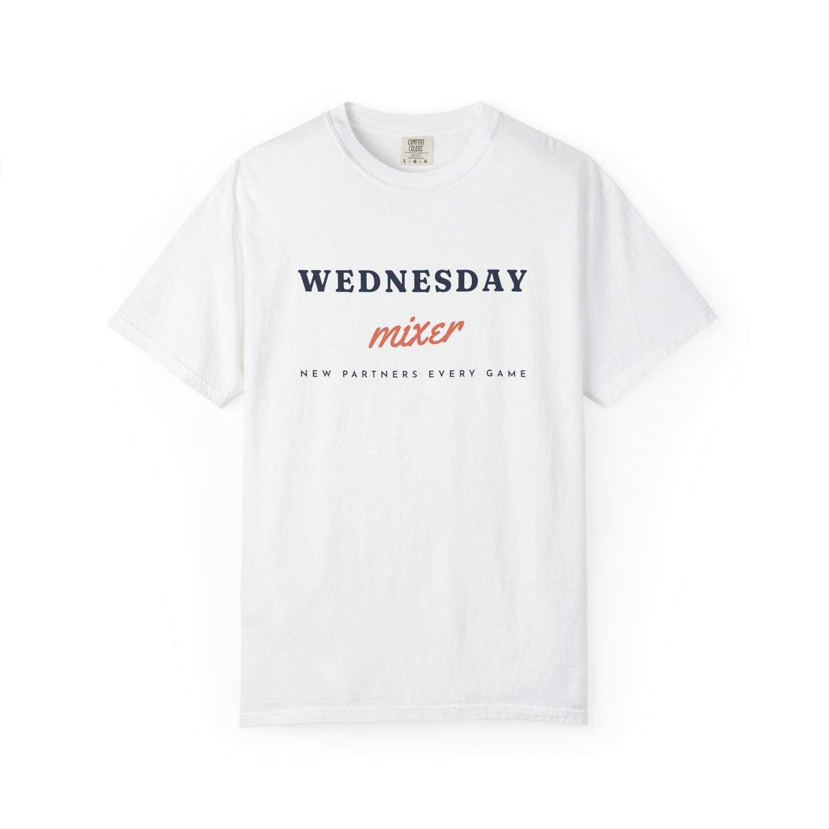 Wednesday Mixer Tee in White, front view