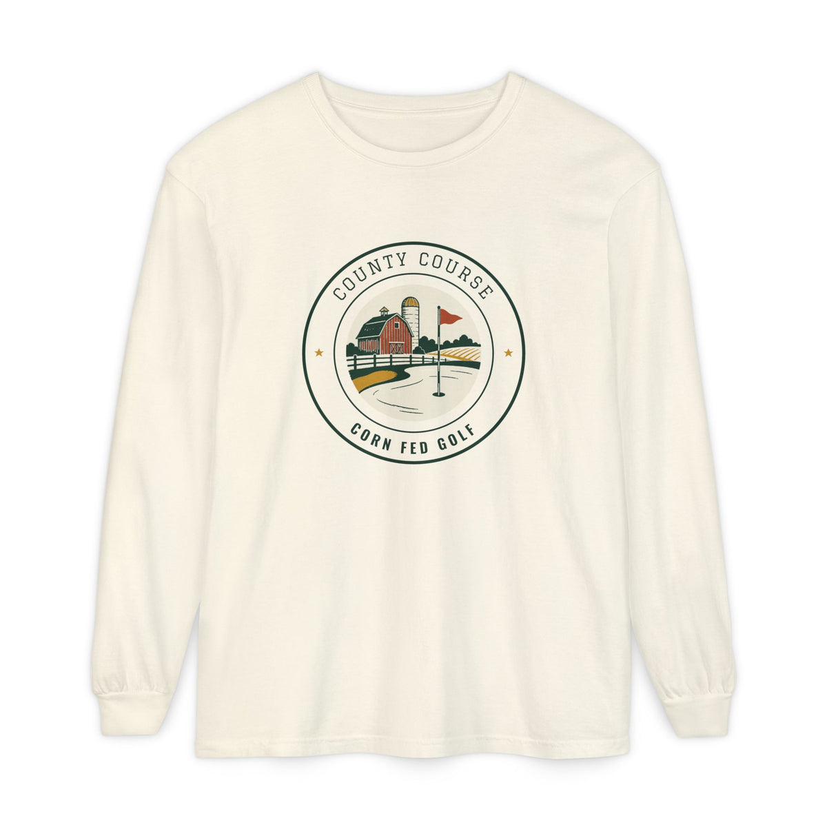 County Course Long Sleeve Tee in Ivory, front view