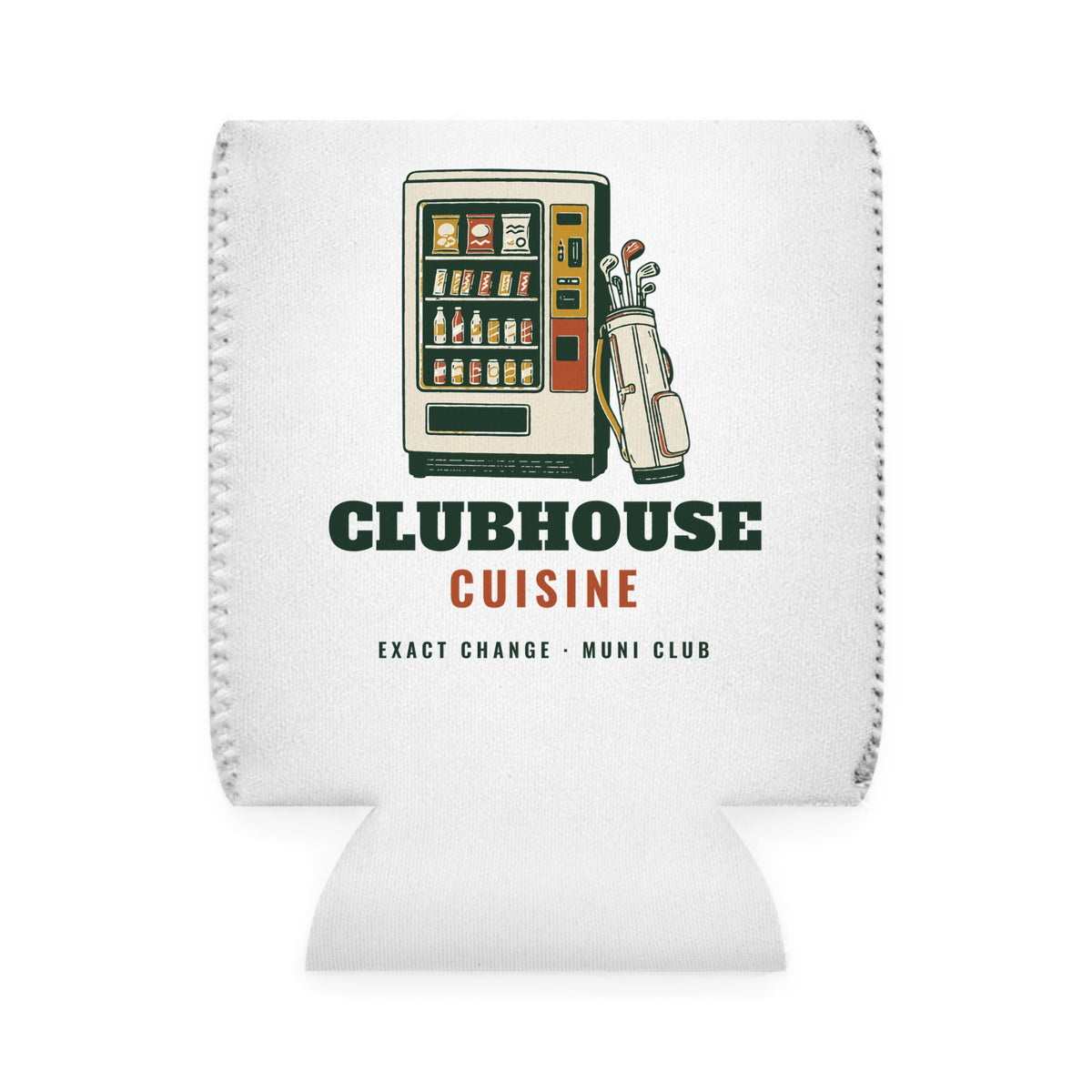 Clubhouse Cuisine Can Cooler in White, back view