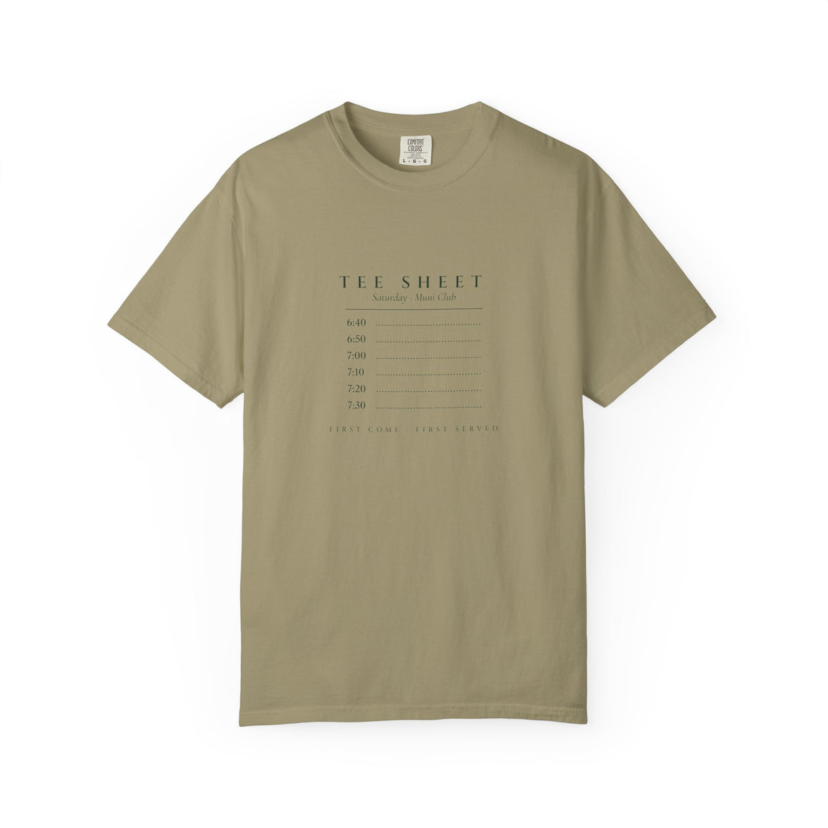Tee Sheet Tee in Khaki, front view