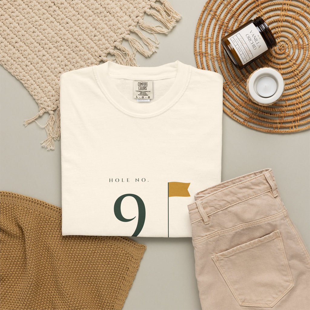 No. 9 Tee in Ivory, fabric and print detail