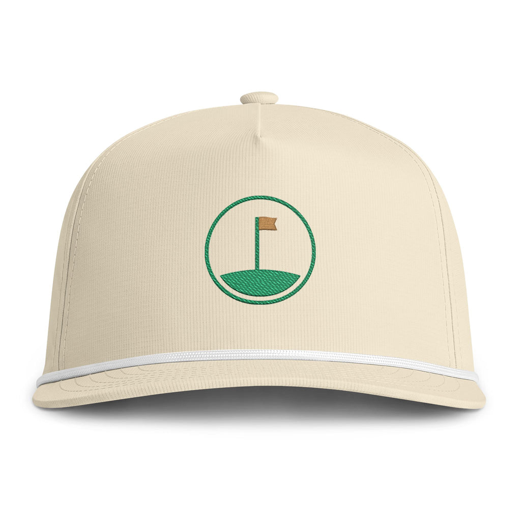 Flag on the Green Rope Cap in Ivory, front view