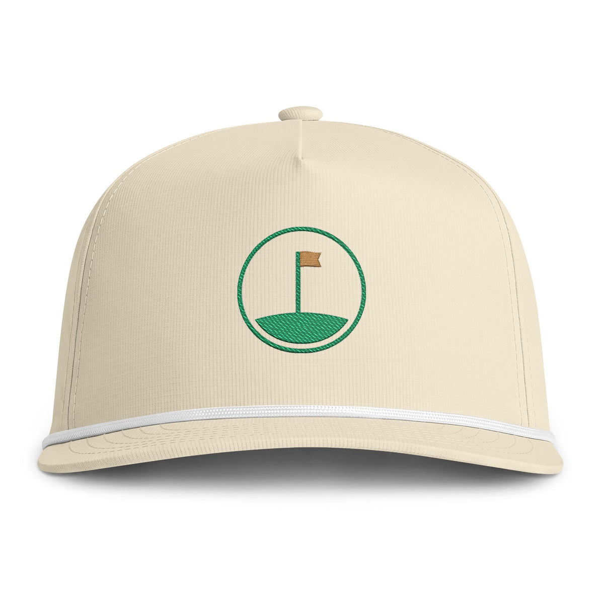 Flag on the Green Rope Cap in Ivory, front view