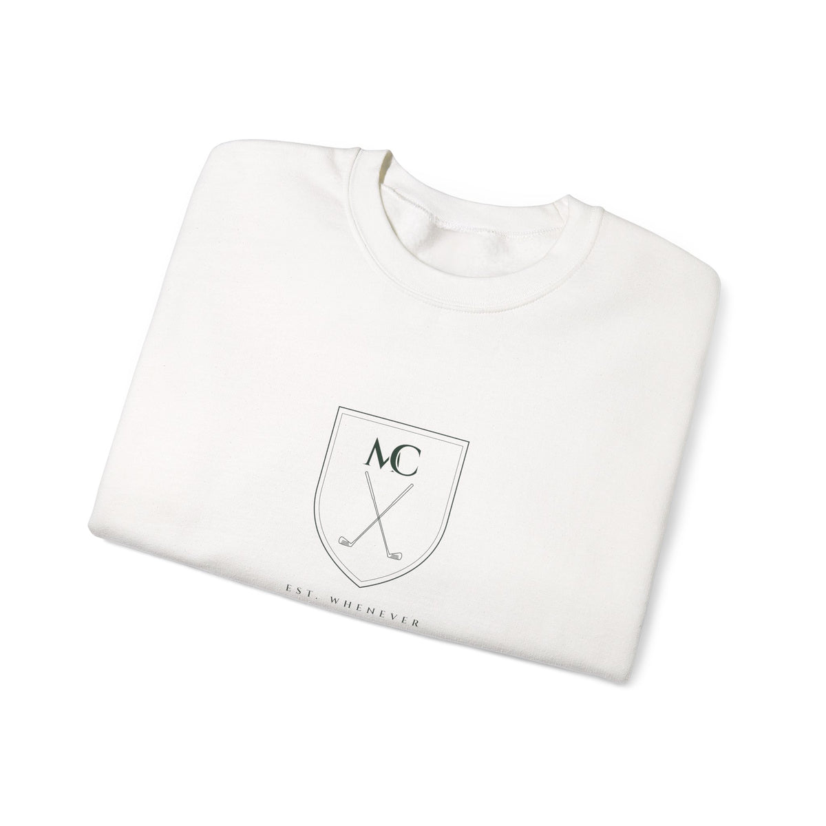 Club Crest Crewneck in White, folded
