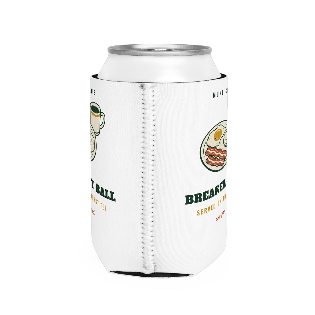 Breakfast Ball Can Cooler in White, right side view