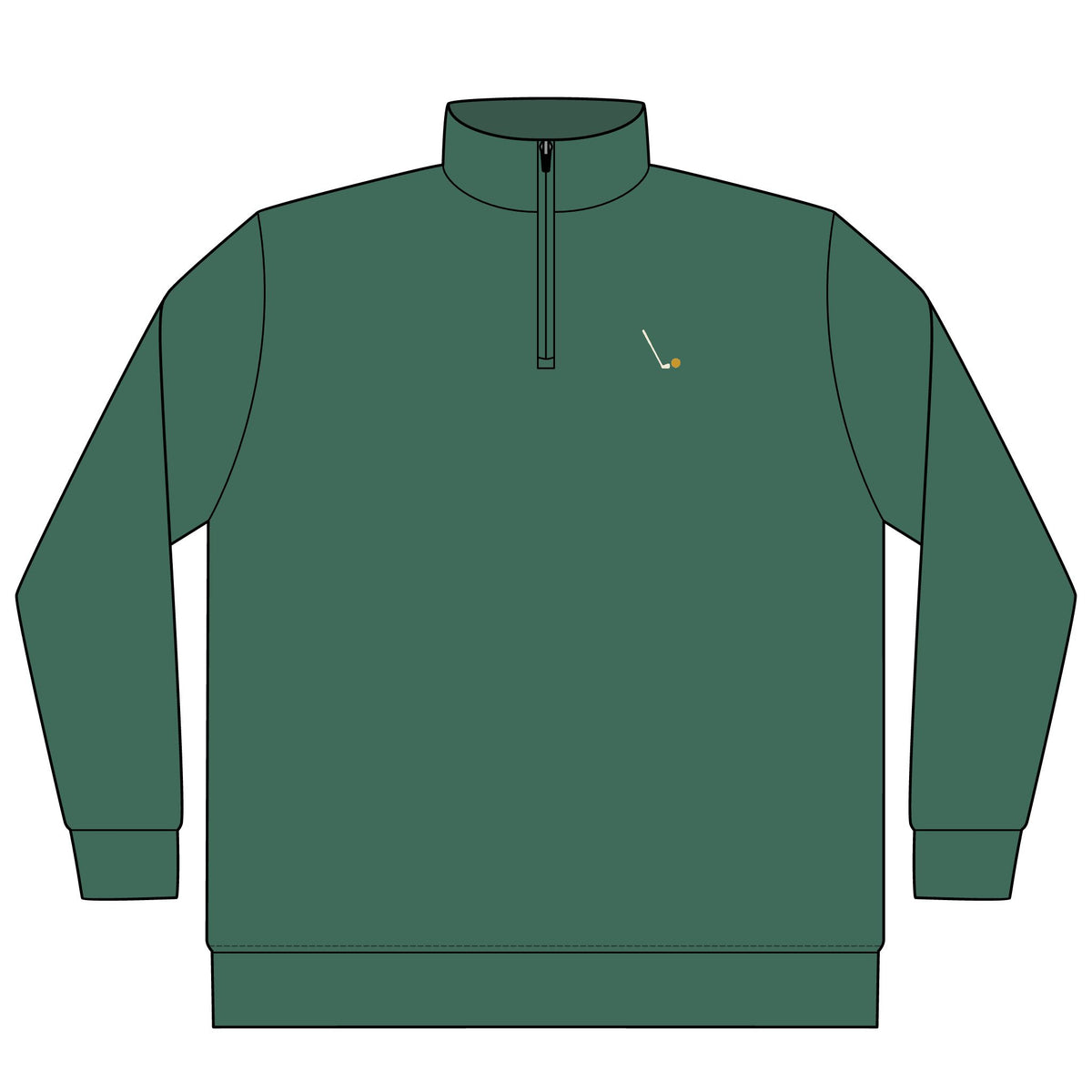 Seven Iron Quarter-Zip in Alpine Green, front view