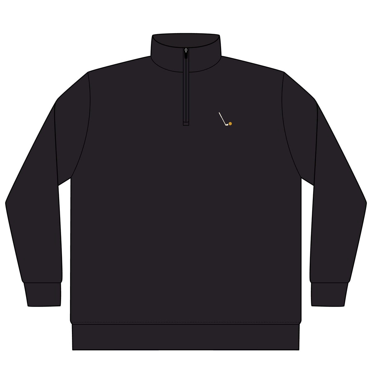 Seven Iron Quarter-Zip in Black, front view