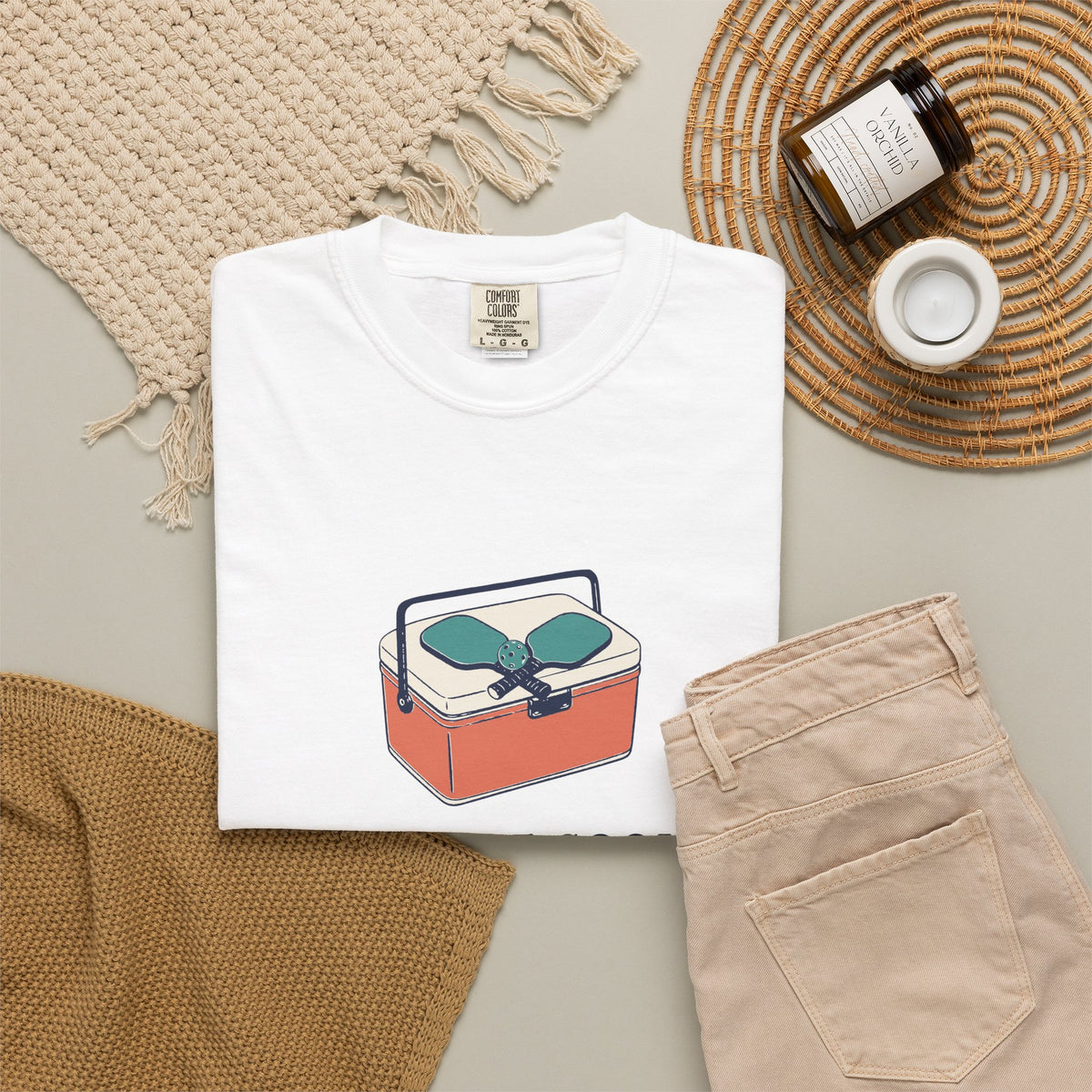 Bring the Cooler Tee in White, flat lay