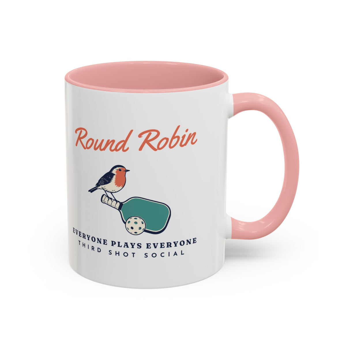 Round Robin Mug in Pink, design, handle right
