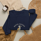 Water Hazard Crewneck in Navy, flat lay
