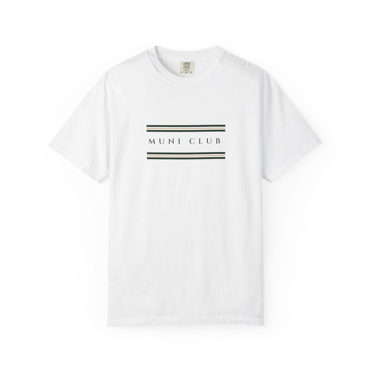 Club Stripe Tee in White, front view