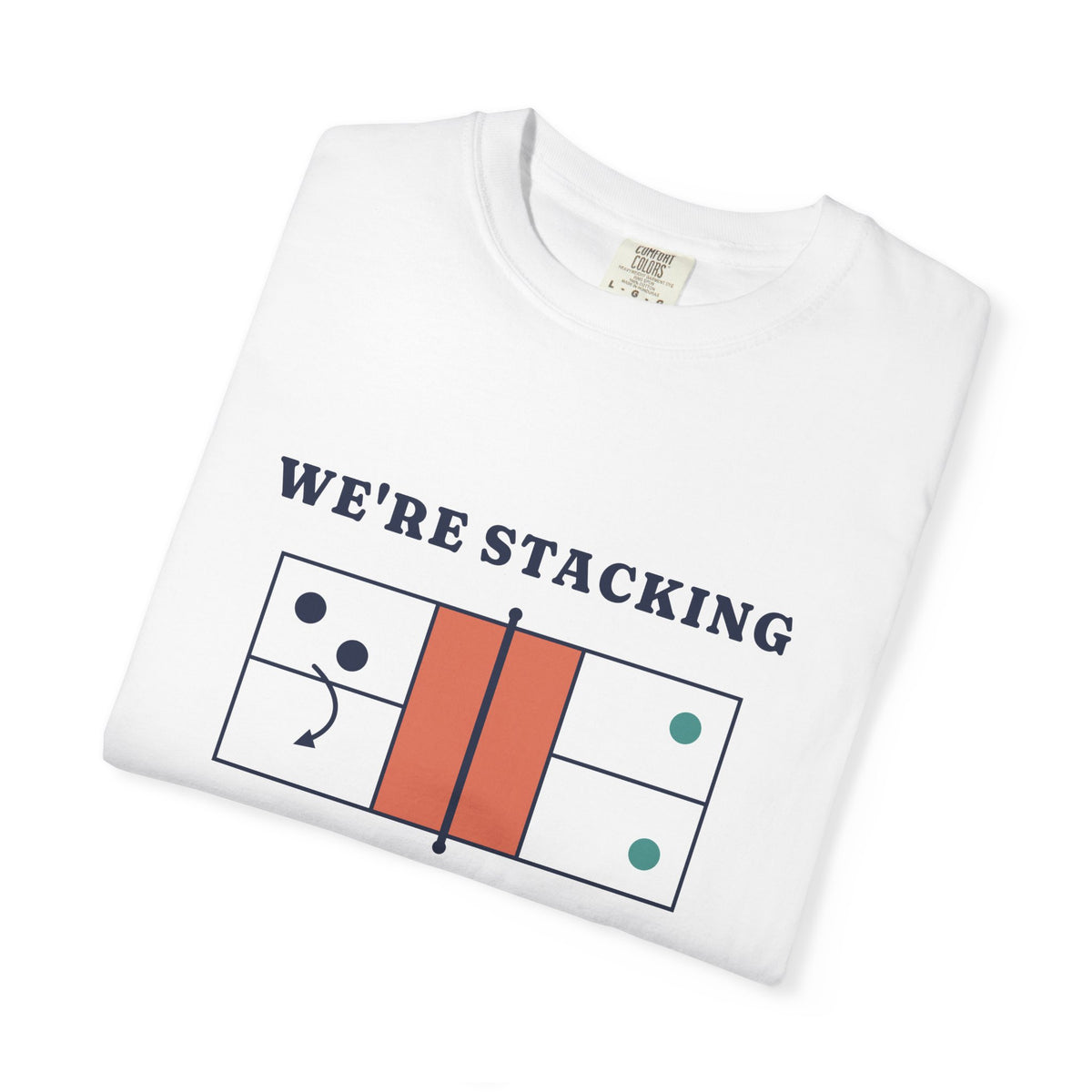 We're Stacking Tee in White, folded