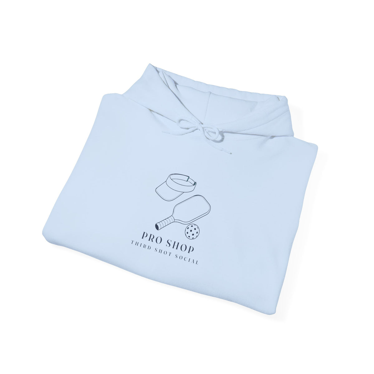 Pro Shop Still Life Hoodie in Light Blue, folded