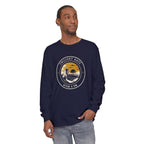 Twilight Rate Long Sleeve Tee in True Navy, on model