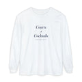 Courts & Cocktails Italic Long Sleeve Tee in White, front view