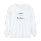 Courts & Cocktails Italic Long Sleeve Tee in White, front view