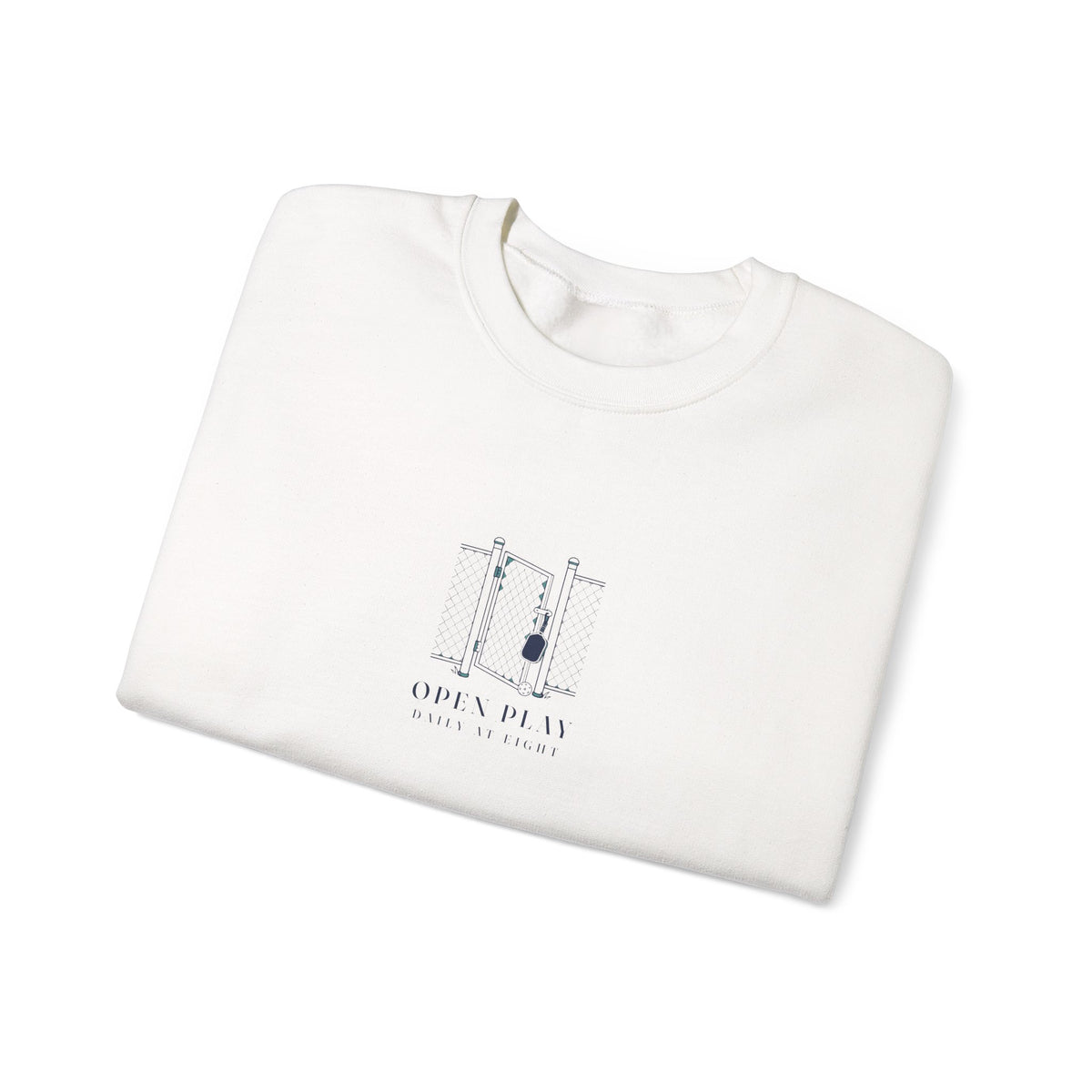 Court Gate Crewneck in White, folded