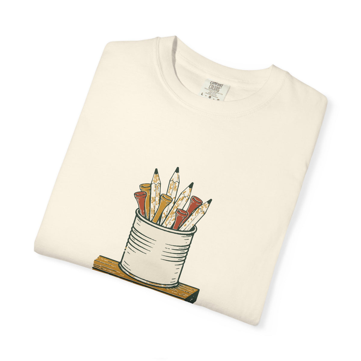 Pencils Are Free Tee in Ivory, folded