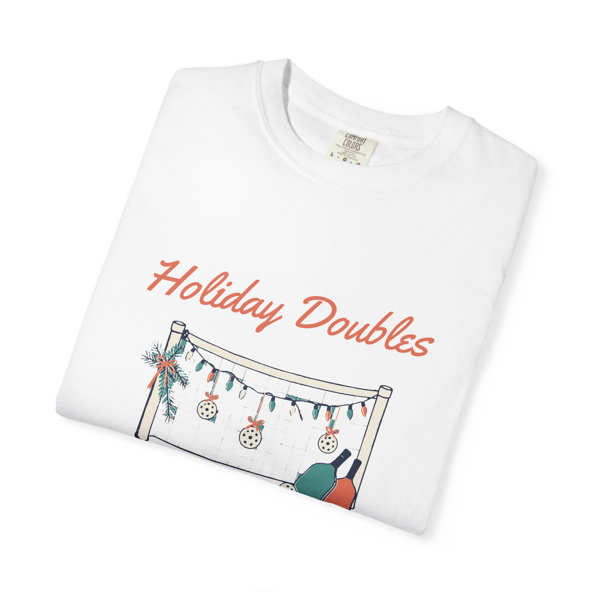 Holiday Doubles Tee in White, folded