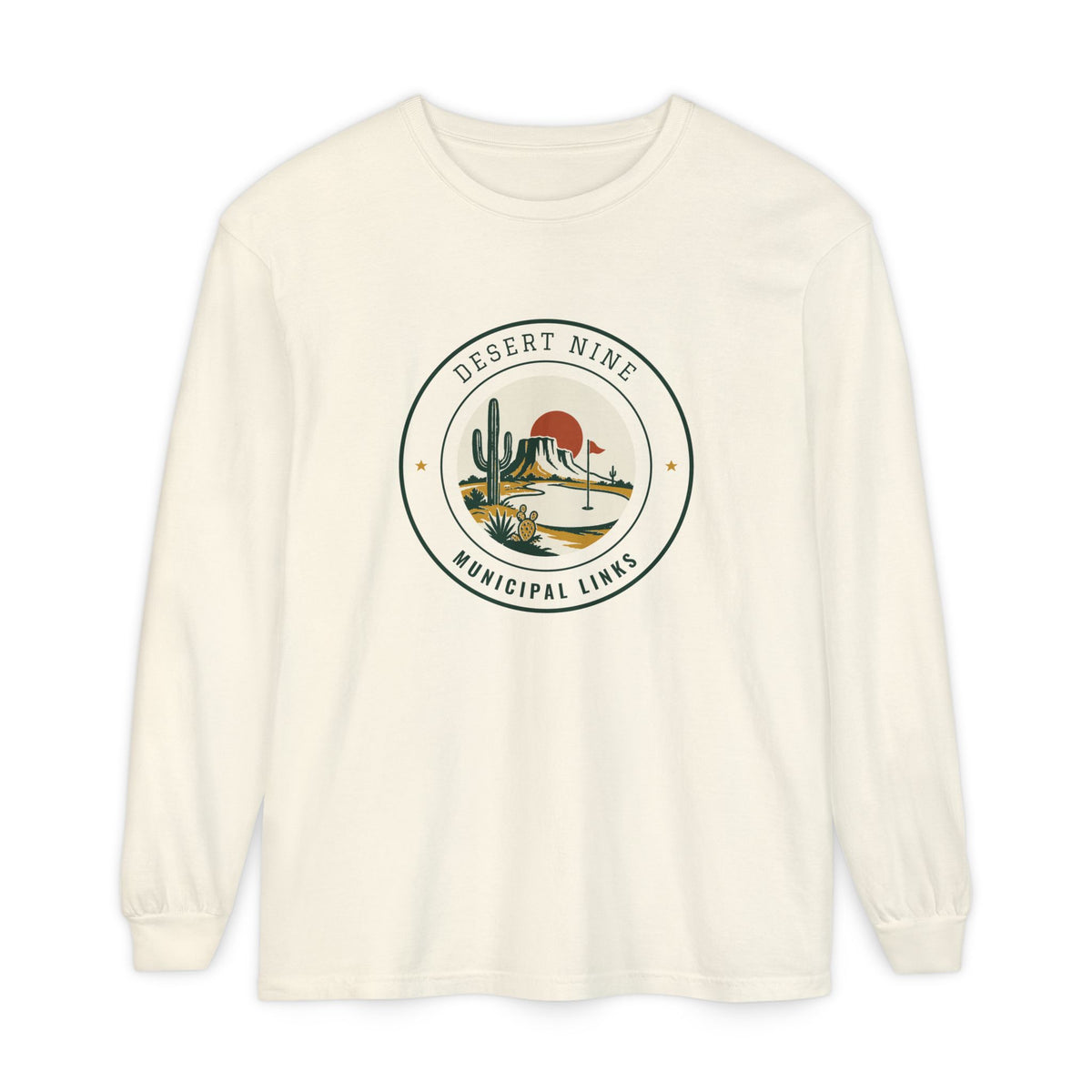 Desert Nine Long Sleeve Tee in Ivory, front view
