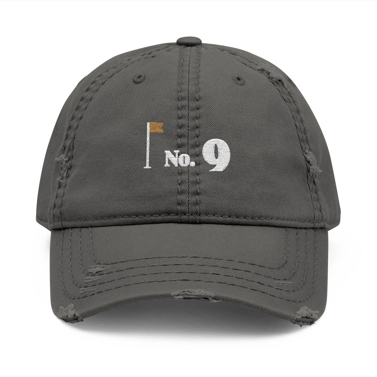 No. 9 Dad Hat in Charcoal Grey, front view