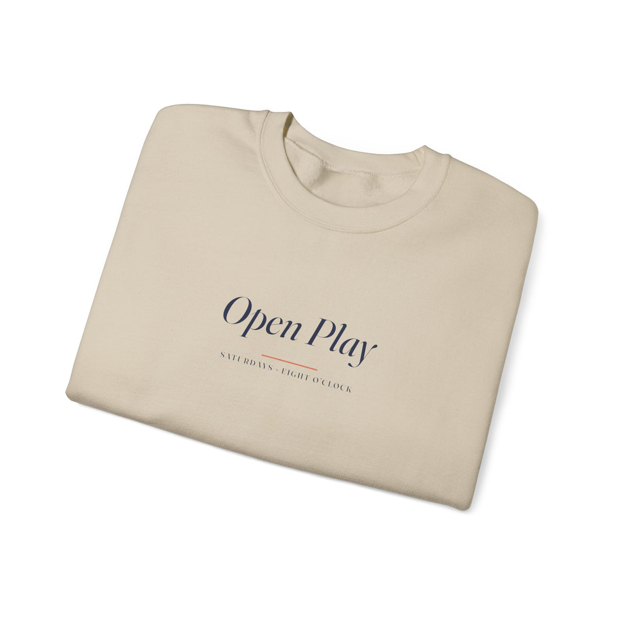 Open Play Italic Crewneck in Sand, folded