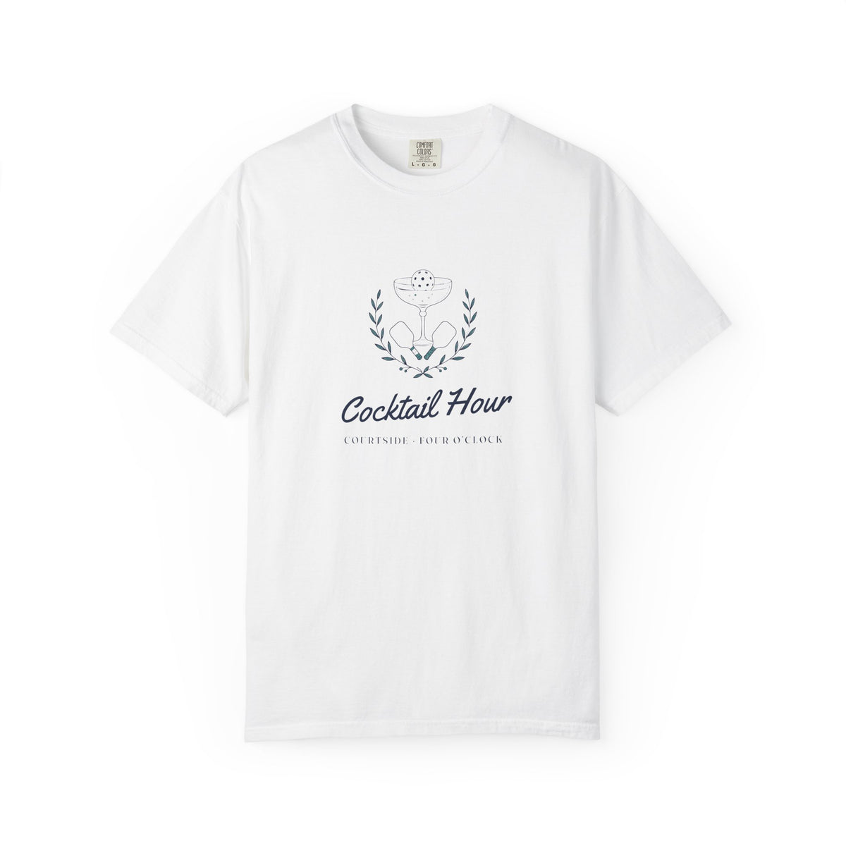 Cocktail Hour Coupe Tee in White, front view
