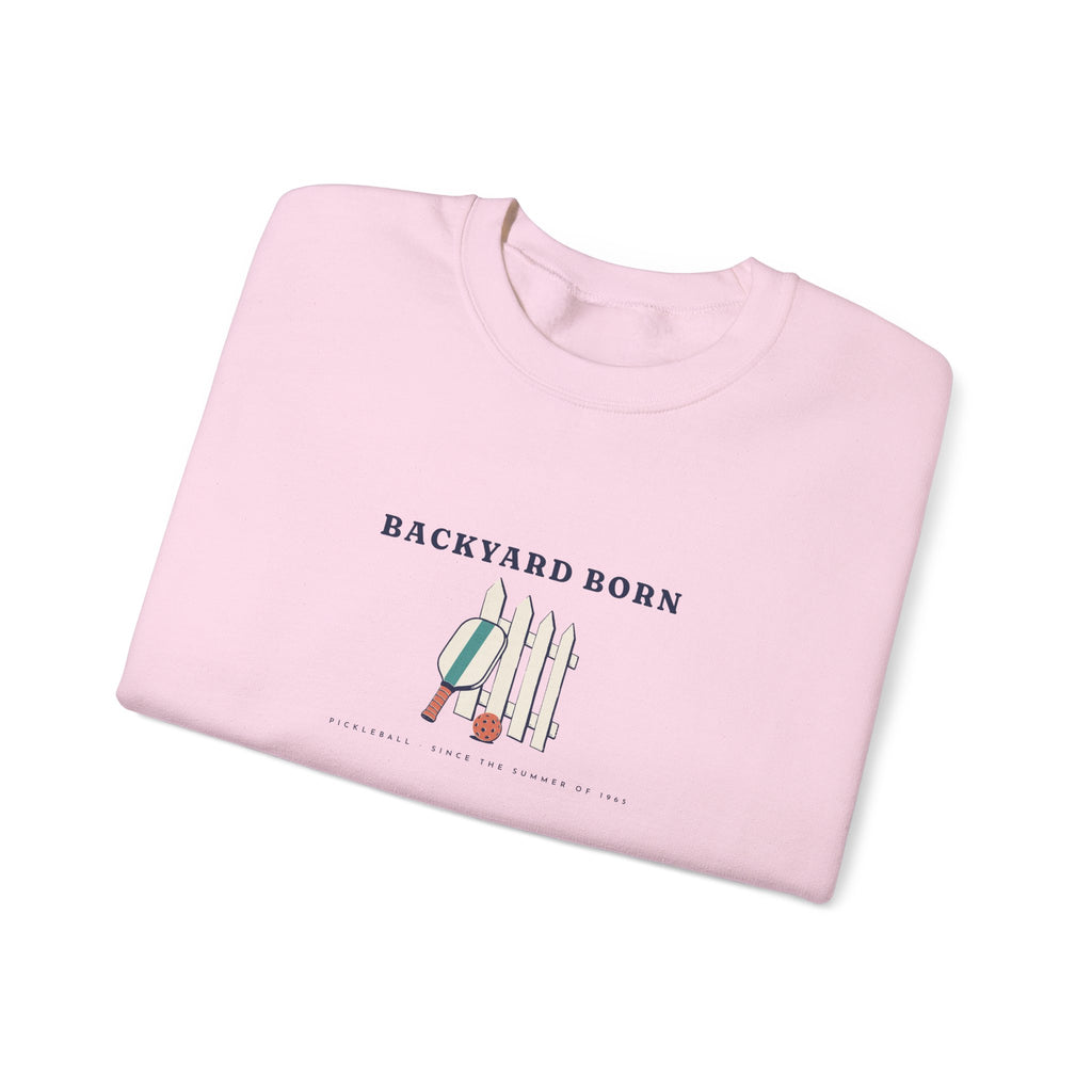 Backyard Born Crewneck in Light Pink, folded