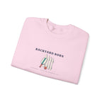 Backyard Born Crewneck in Light Pink, folded