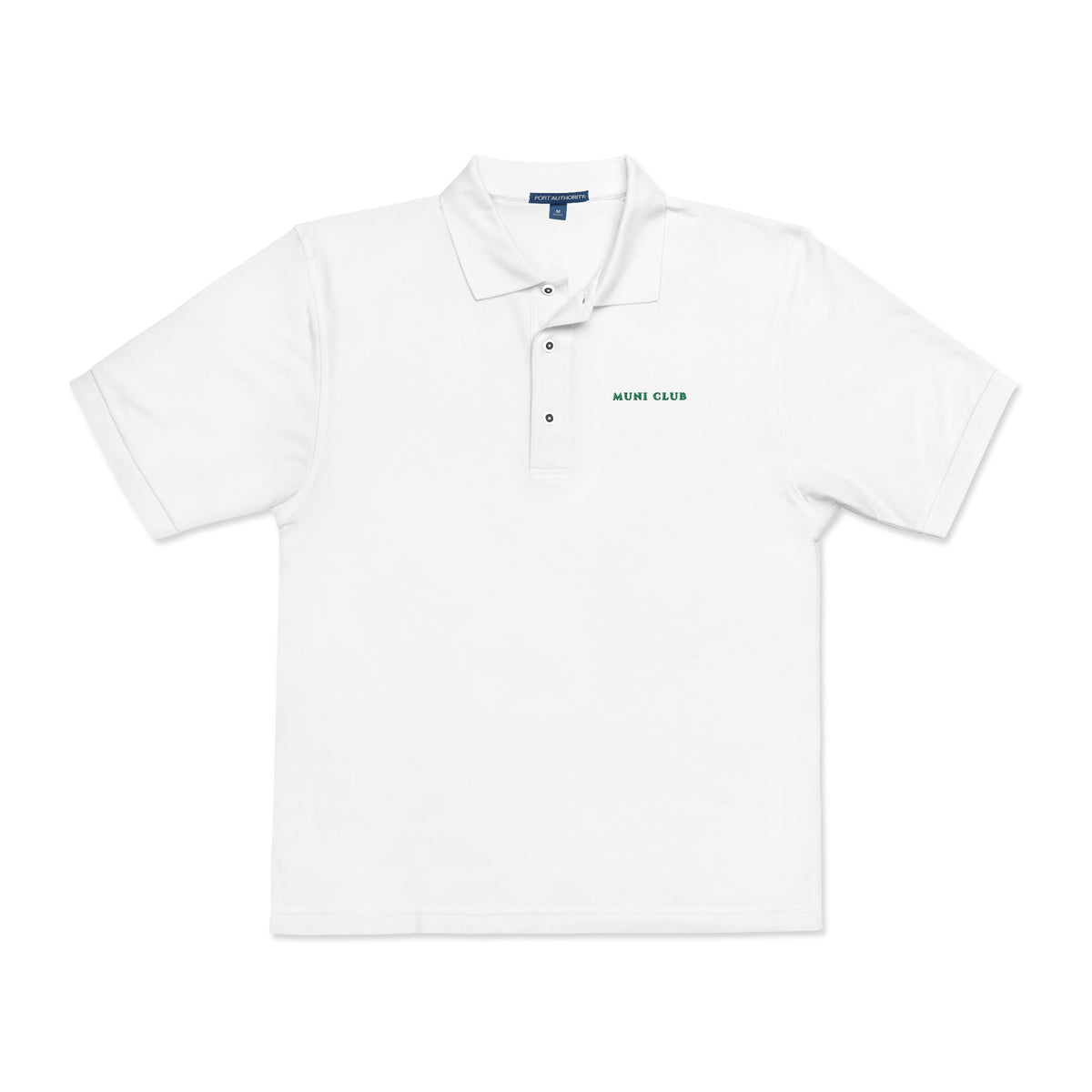 Muni Club Wordmark Polo in White, front view
