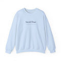 Social Hour Crewneck in Light Blue, front view