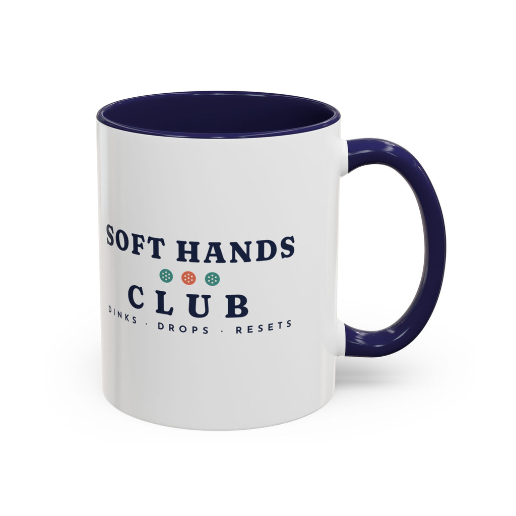 Soft Hands Club Mug in Navy, design, handle right