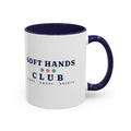 Soft Hands Club Mug in Navy, design, handle right