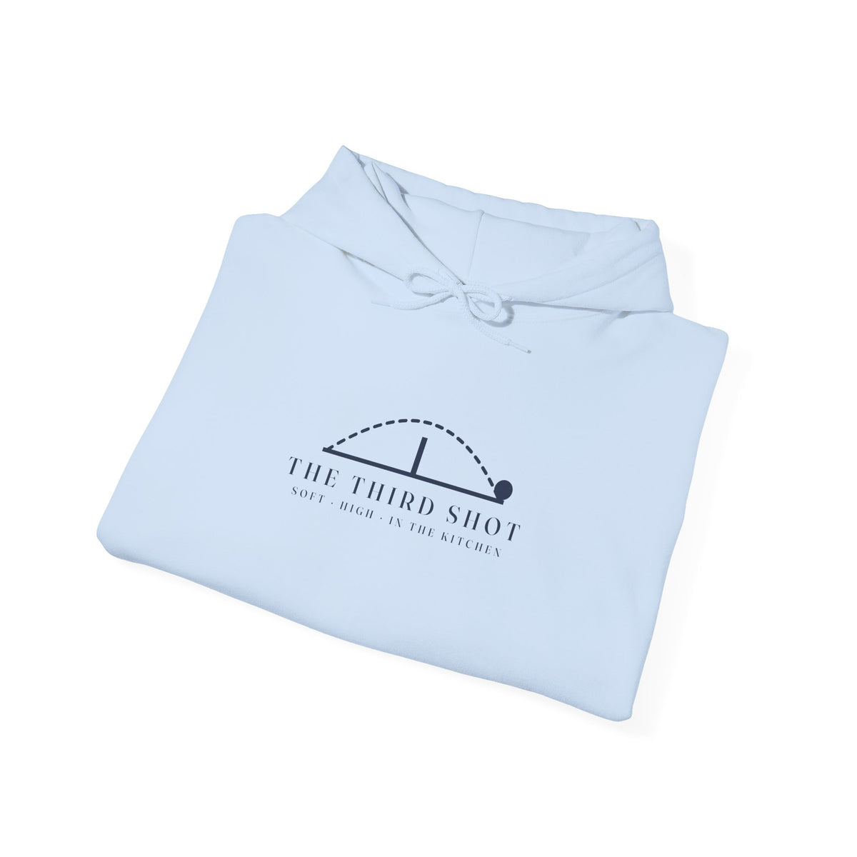 The Third Shot Hoodie in Light Blue, folded