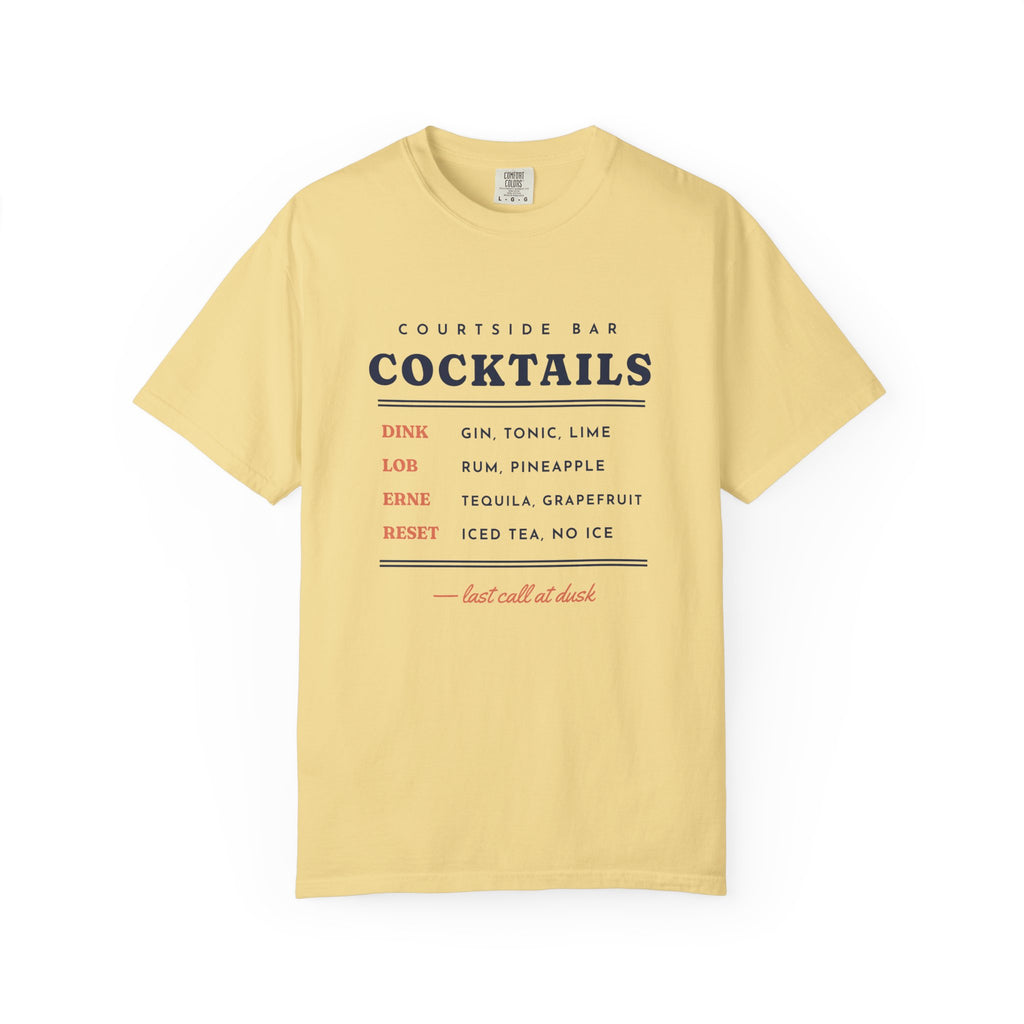 Cocktail Menu Tee in Butter, front view