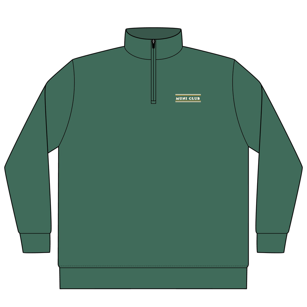 Club Stripe Quarter-Zip in Alpine Green, front view