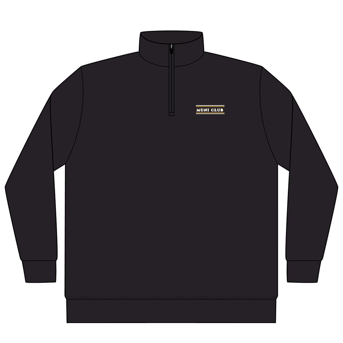 Club Stripe Quarter-Zip in Black, front view