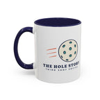 The Hole Story Mug in Navy, design, handle left