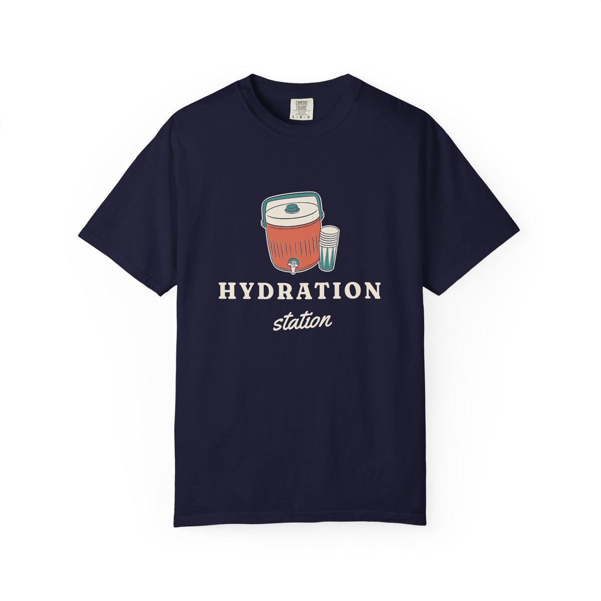 Hydration Station Tee in True Navy, front view