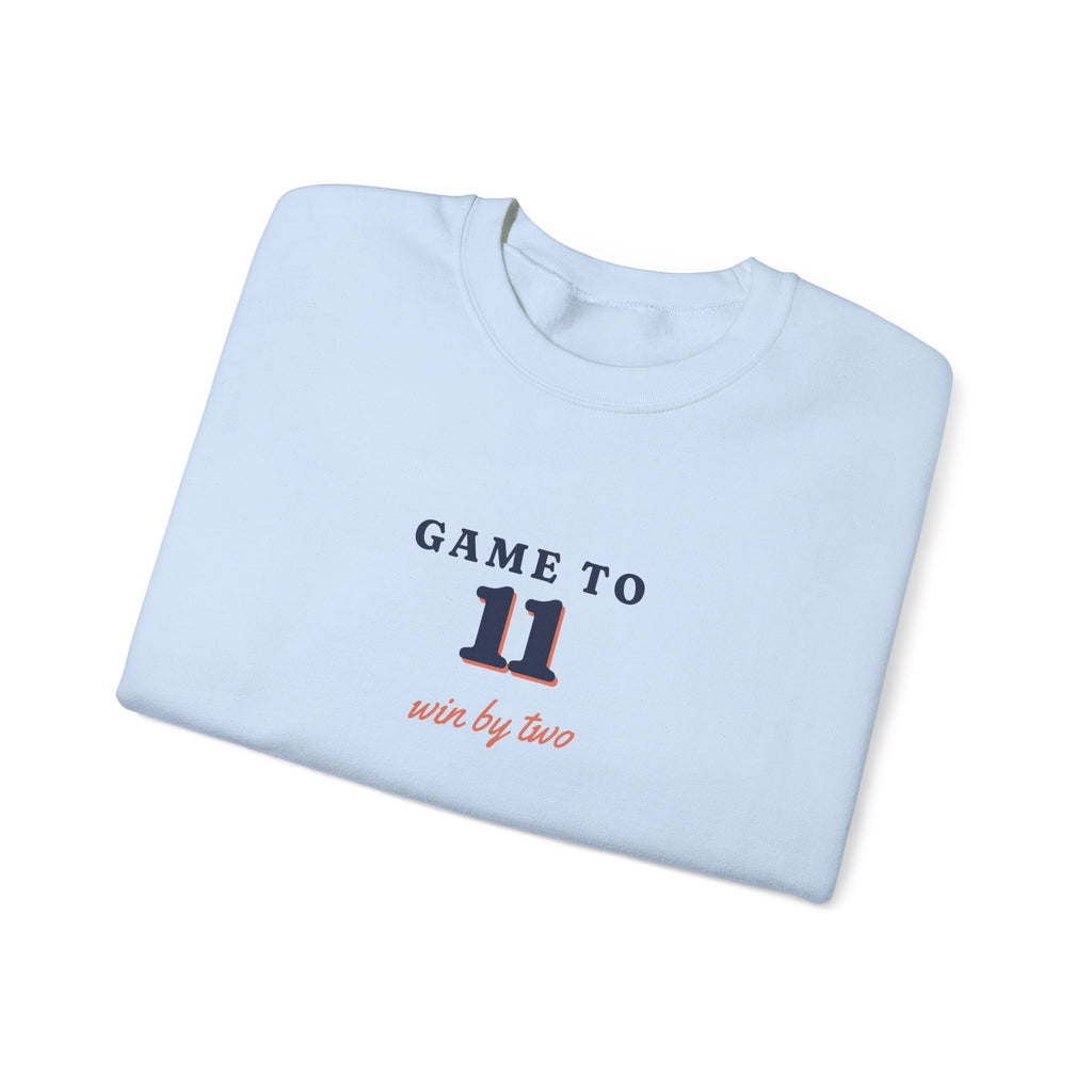 Game to Eleven Crewneck in Light Blue, folded